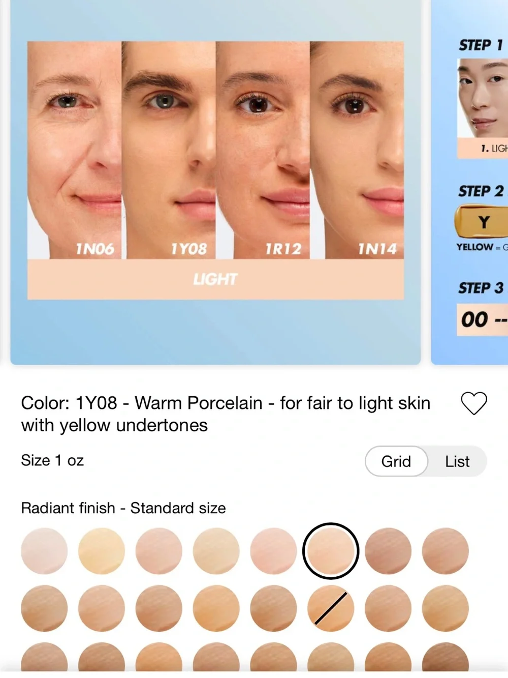 Makeup Forever HD Skin Hydra Glow Foundation - 1Y08 Warm Porcelain Fair to Light